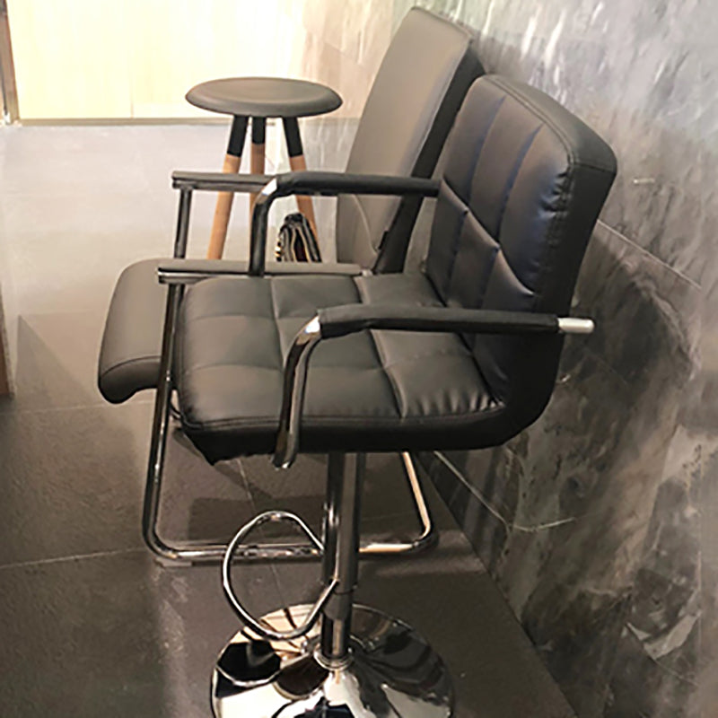 Modern Armrest Backrest Counter Stool Steel Cashier Bar Stool with Cushion Clearhalo 'Bar Furniture' 'Bar Stools' 'bar_stools' 'furn' 'furn_bar_stools' 'furniture_bar_stools' 'Kitchen & Dining Furniture' 'kitchen&dining_furn' 'kitchen' 'kitchen_furn' Furniture' 4654626