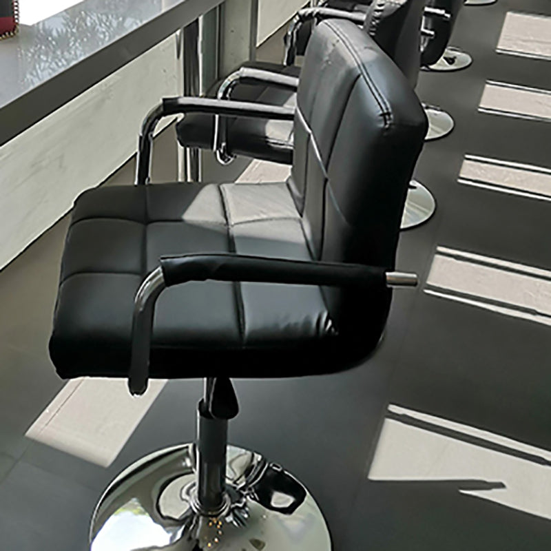 Modern Armrest Backrest Counter Stool Steel Cashier Bar Stool with Cushion Clearhalo 'Bar Furniture' 'Bar Stools' 'bar_stools' 'furn' 'furn_bar_stools' 'furniture_bar_stools' 'Kitchen & Dining Furniture' 'kitchen&dining_furn' 'kitchen' 'kitchen_furn' Furniture' 4654627