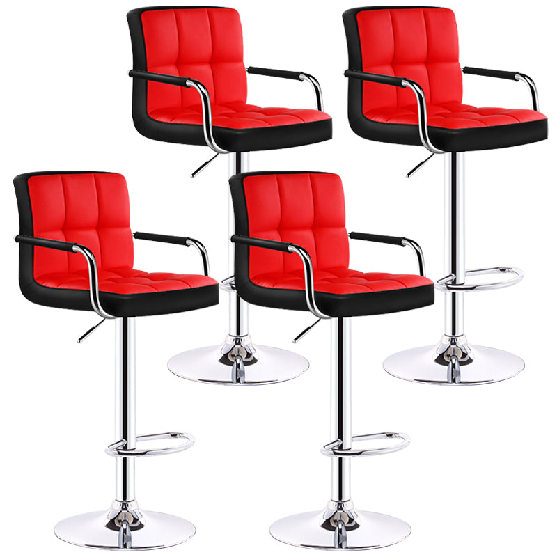 Modern Armrest Backrest Counter Stool Steel Cashier Bar Stool with Cushion Rose Red-Black 4 Piece Set Clearhalo 'Bar Furniture' 'Bar Stools' 'bar_stools' 'furn' 'furn_bar_stools' 'furniture_bar_stools' 'Kitchen & Dining Furniture' 'kitchen&dining_furn' 'kitchen' 'kitchen_furn' Furniture' 4654628
