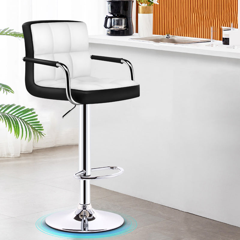 Modern Armrest Backrest Counter Stool Steel Cashier Bar Stool with Cushion White Inner 1 Piece Clearhalo 'Bar Furniture' 'Bar Stools' 'bar_stools' 'furn' 'furn_bar_stools' 'furniture_bar_stools' 'Kitchen & Dining Furniture' 'kitchen&dining_furn' 'kitchen' 'kitchen_furn' Furniture' 4654629