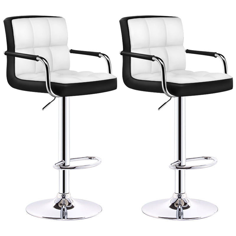 Modern Armrest Backrest Counter Stool Steel Cashier Bar Stool with Cushion White Inner 2 Piece Set Clearhalo 'Bar Furniture' 'Bar Stools' 'bar_stools' 'furn' 'furn_bar_stools' 'furniture_bar_stools' 'Kitchen & Dining Furniture' 'kitchen&dining_furn' 'kitchen' 'kitchen_furn' Furniture' 4654632