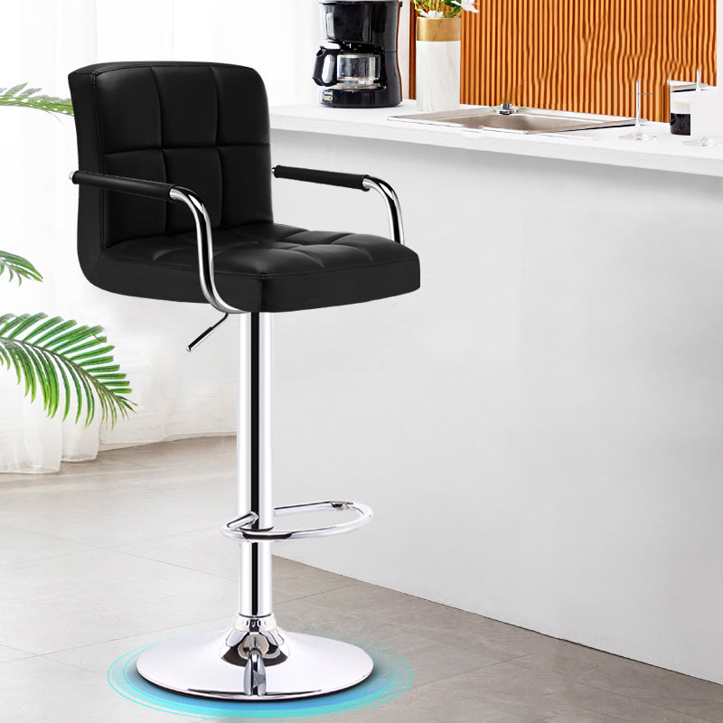 Modern Armrest Backrest Counter Stool Steel Cashier Bar Stool with Cushion Gloss Black 1 Piece Clearhalo 'Bar Furniture' 'Bar Stools' 'bar_stools' 'furn' 'furn_bar_stools' 'furniture_bar_stools' 'Kitchen & Dining Furniture' 'kitchen&dining_furn' 'kitchen' 'kitchen_furn' Furniture' 4654634