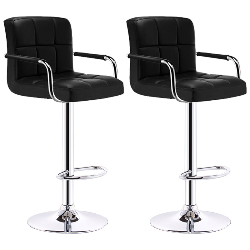 Modern Armrest Backrest Counter Stool Steel Cashier Bar Stool with Cushion Gloss Black 2 Piece Set Clearhalo 'Bar Furniture' 'Bar Stools' 'bar_stools' 'furn' 'furn_bar_stools' 'furniture_bar_stools' 'Kitchen & Dining Furniture' 'kitchen&dining_furn' 'kitchen' 'kitchen_furn' Furniture' 4654635