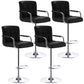 Modern Armrest Backrest Counter Stool Steel Cashier Bar Stool with Cushion Gloss Black 4 Piece Set Clearhalo 'Bar Furniture' 'Bar Stools' 'bar_stools' 'furn' 'furn_bar_stools' 'furniture_bar_stools' 'Kitchen & Dining Furniture' 'kitchen&dining_furn' 'kitchen' 'kitchen_furn' Furniture' 4654636