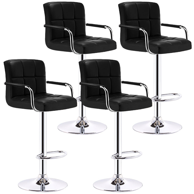 Modern Armrest Backrest Counter Stool Steel Cashier Bar Stool with Cushion Gloss Black 4 Piece Set Clearhalo 'Bar Furniture' 'Bar Stools' 'bar_stools' 'furn' 'furn_bar_stools' 'furniture_bar_stools' 'Kitchen & Dining Furniture' 'kitchen&dining_furn' 'kitchen' 'kitchen_furn' Furniture' 4654636