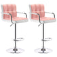 Modern Armrest Backrest Counter Stool Steel Cashier Bar Stool with Cushion Pink-White 2 Piece Set Clearhalo 'Bar Furniture' 'Bar Stools' 'bar_stools' 'furn' 'furn_bar_stools' 'furniture_bar_stools' 'Kitchen & Dining Furniture' 'kitchen&dining_furn' 'kitchen' 'kitchen_furn' Furniture' 4654638