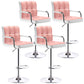 Modern Armrest Backrest Counter Stool Steel Cashier Bar Stool with Cushion Pink-White 4 Piece Set Clearhalo 'Bar Furniture' 'Bar Stools' 'bar_stools' 'furn' 'furn_bar_stools' 'furniture_bar_stools' 'Kitchen & Dining Furniture' 'kitchen&dining_furn' 'kitchen' 'kitchen_furn' Furniture' 4654639