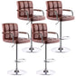 Modern Armrest Backrest Counter Stool Steel Cashier Bar Stool with Cushion Brown 4 Piece Set Clearhalo 'Bar Furniture' 'Bar Stools' 'bar_stools' 'furn' 'furn_bar_stools' 'furniture_bar_stools' 'Kitchen & Dining Furniture' 'kitchen&dining_furn' 'kitchen' 'kitchen_furn' Furniture' 4654642