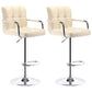 Modern Armrest Backrest Counter Stool Steel Cashier Bar Stool with Cushion Beige 2 Piece Set Clearhalo 'Bar Furniture' 'Bar Stools' 'bar_stools' 'furn' 'furn_bar_stools' 'furniture_bar_stools' 'Kitchen & Dining Furniture' 'kitchen&dining_furn' 'kitchen' 'kitchen_furn' Furniture' 4654647