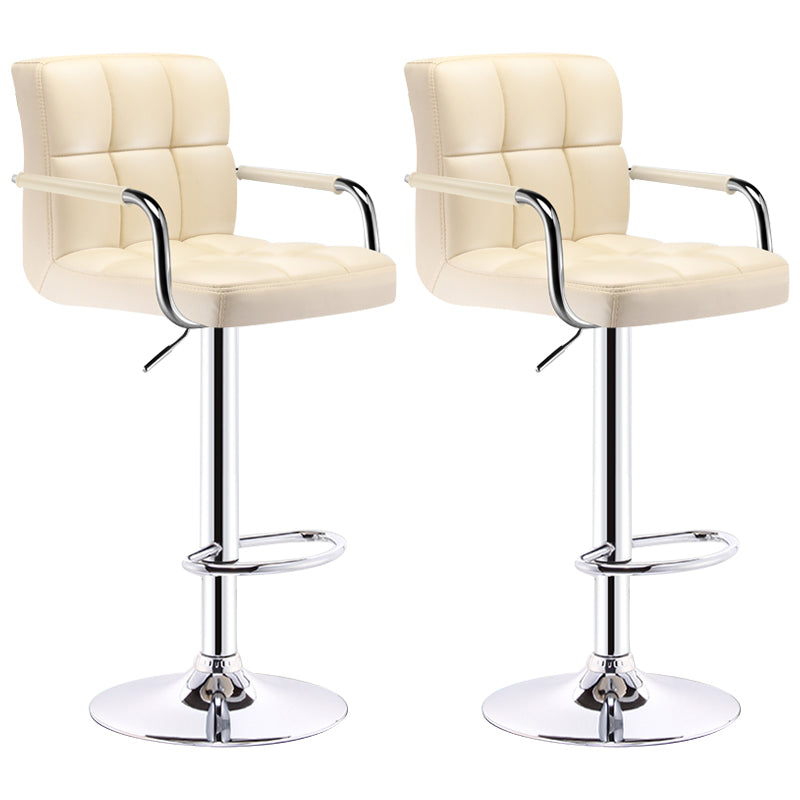 Modern Armrest Backrest Counter Stool Steel Cashier Bar Stool with Cushion Beige 2 Piece Set Clearhalo 'Bar Furniture' 'Bar Stools' 'bar_stools' 'furn' 'furn_bar_stools' 'furniture_bar_stools' 'Kitchen & Dining Furniture' 'kitchen&dining_furn' 'kitchen' 'kitchen_furn' Furniture' 4654647