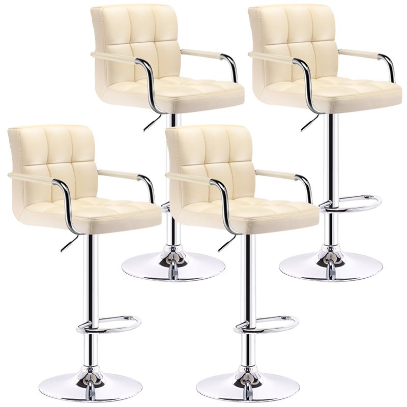 Modern Armrest Backrest Counter Stool Steel Cashier Bar Stool with Cushion Beige 4 Piece Set Clearhalo 'Bar Furniture' 'Bar Stools' 'bar_stools' 'furn' 'furn_bar_stools' 'furniture_bar_stools' 'Kitchen & Dining Furniture' 'kitchen&dining_furn' 'kitchen' 'kitchen_furn' Furniture' 4654648
