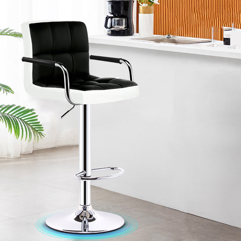 Modern Armrest Backrest Counter Stool Steel Cashier Bar Stool with Cushion White-Black 1 Piece Clearhalo 'Bar Furniture' 'Bar Stools' 'bar_stools' 'furn' 'furn_bar_stools' 'furniture_bar_stools' 'Kitchen & Dining Furniture' 'kitchen&dining_furn' 'kitchen' 'kitchen_furn' Furniture' 4654649