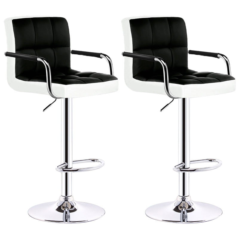 Modern Armrest Backrest Counter Stool Steel Cashier Bar Stool with Cushion White-Black 2 Piece Set Clearhalo 'Bar Furniture' 'Bar Stools' 'bar_stools' 'furn' 'furn_bar_stools' 'furniture_bar_stools' 'Kitchen & Dining Furniture' 'kitchen&dining_furn' 'kitchen' 'kitchen_furn' Furniture' 4654650
