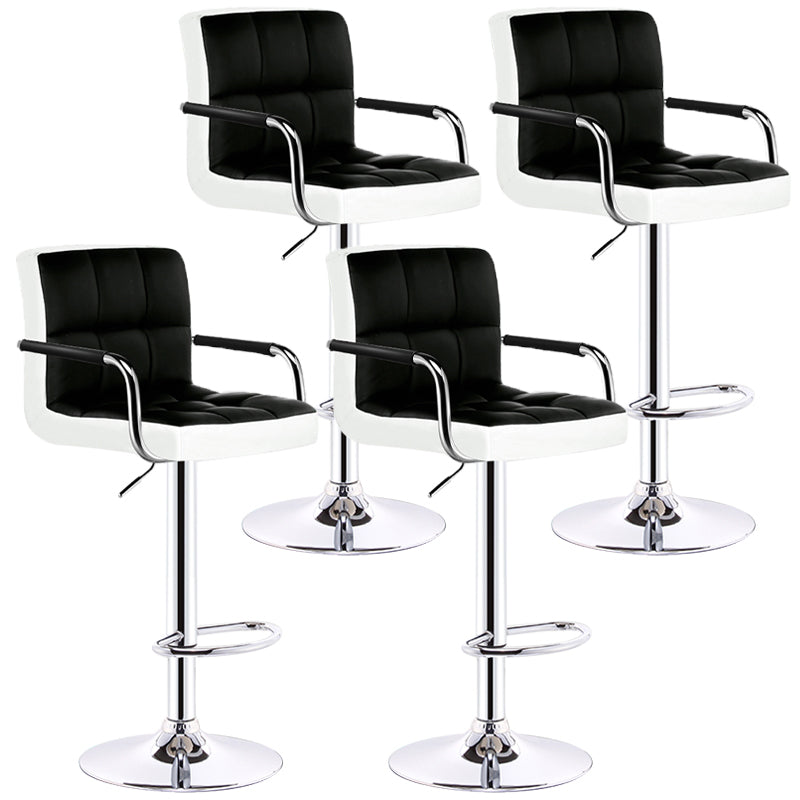 Modern Armrest Backrest Counter Stool Steel Cashier Bar Stool with Cushion White-Black 4 Piece Set Clearhalo 'Bar Furniture' 'Bar Stools' 'bar_stools' 'furn' 'furn_bar_stools' 'furniture_bar_stools' 'Kitchen & Dining Furniture' 'kitchen&dining_furn' 'kitchen' 'kitchen_furn' Furniture' 4654651