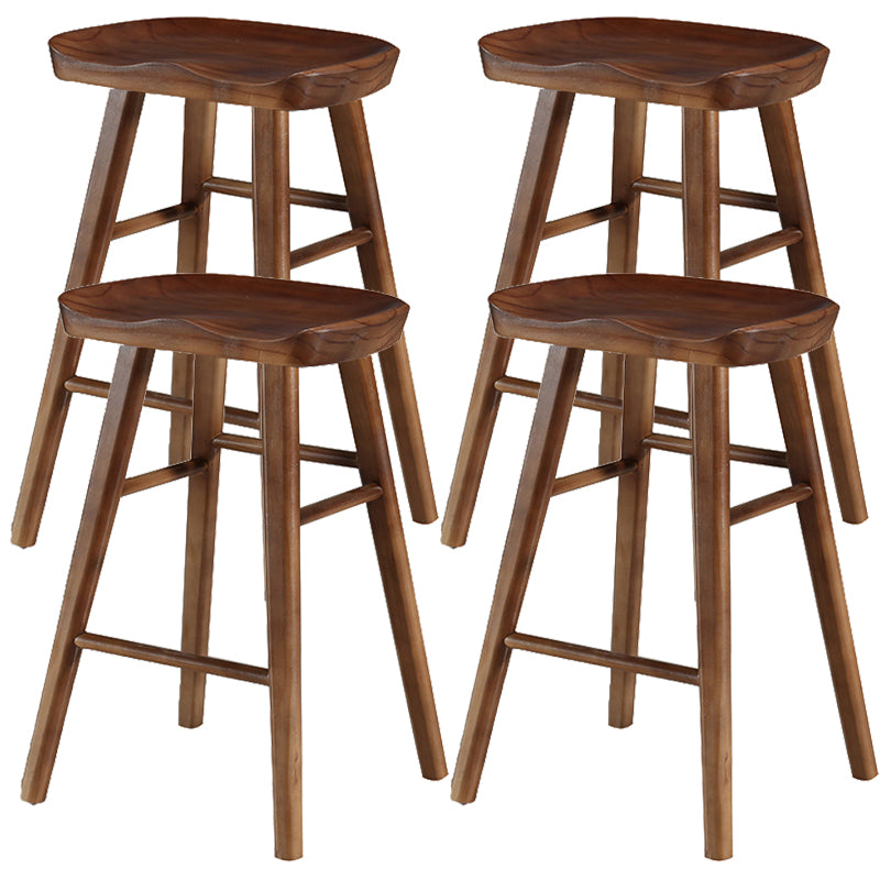 Industrial Style Bar-stool with Wooden Legs Saddle Seat Counter Stool for Kitchen Bar Walnut 4 Piece Set Short Stool(22"H) Clearhalo 'Bar Furniture' 'Bar Stools' 'bar_stools' 'furn' 'furn_bar_stools' 'furniture_bar_stools' 'Kitchen & Dining Furniture' 'kitchen&dining_furn' 'kitchen' 'kitchen_furn' Furniture' 4654658