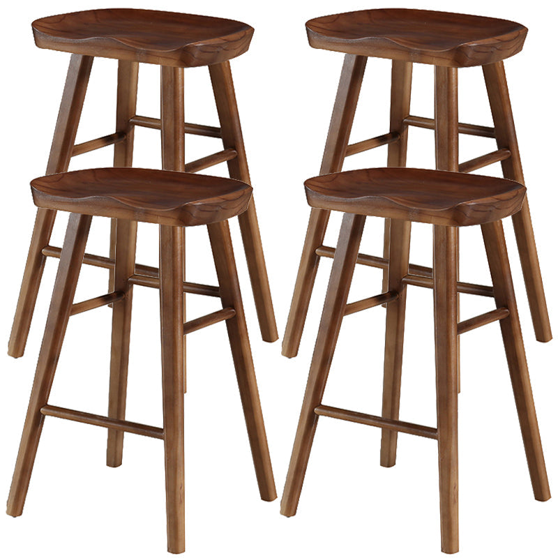 Industrial Style Bar-stool with Wooden Legs Saddle Seat Counter Stool for Kitchen Bar Walnut 4 Piece Set Counter Stool(26"H) Clearhalo 'Bar Furniture' 'Bar Stools' 'bar_stools' 'furn' 'furn_bar_stools' 'furniture_bar_stools' 'Kitchen & Dining Furniture' 'kitchen&dining_furn' 'kitchen' 'kitchen_furn' Furniture' 4654665