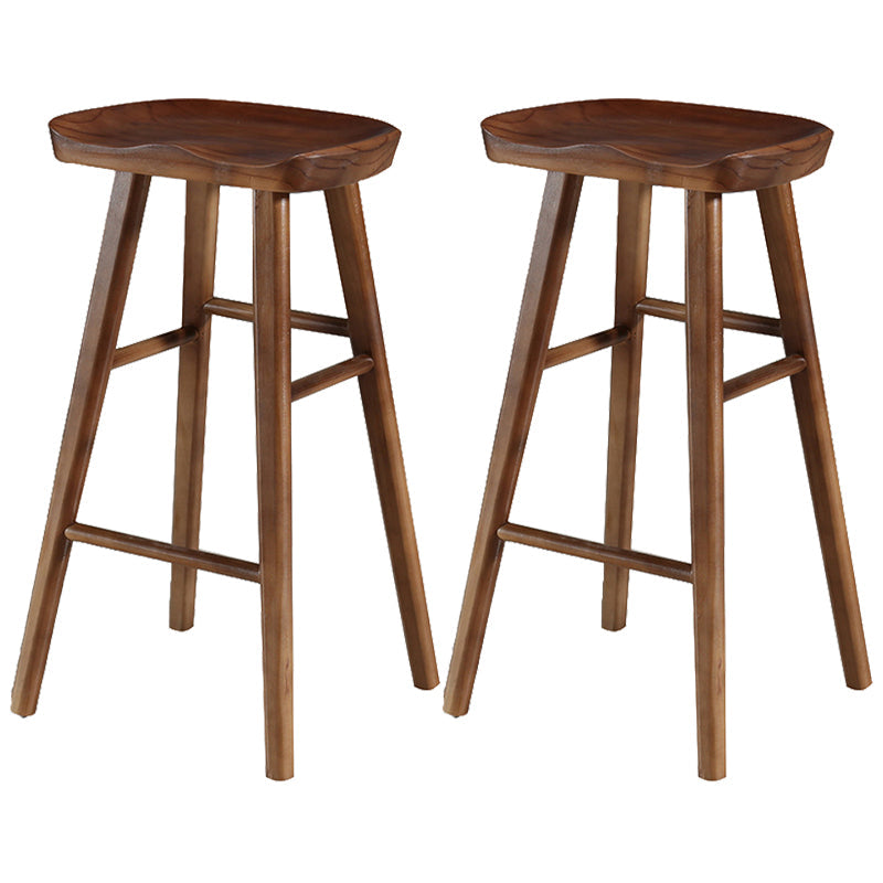 Industrial Style Bar-stool with Wooden Legs Saddle Seat Counter Stool for Kitchen Bar Walnut 2 Piece Set Bar Stool(30"H) Clearhalo 'Bar Furniture' 'Bar Stools' 'bar_stools' 'furn' 'furn_bar_stools' 'furniture_bar_stools' 'Kitchen & Dining Furniture' 'kitchen&dining_furn' 'kitchen' 'kitchen_furn' Furniture' 4654668