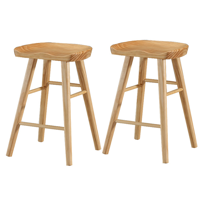 Industrial Style Bar-stool with Wooden Legs Saddle Seat Counter Stool for Kitchen Bar Natural 2 Piece Set Short Stool(22"H) Clearhalo 'Bar Furniture' 'Bar Stools' 'bar_stools' 'furn' 'furn_bar_stools' 'furniture_bar_stools' 'Kitchen & Dining Furniture' 'kitchen&dining_furn' 'kitchen' 'kitchen_furn' Furniture' 4654674