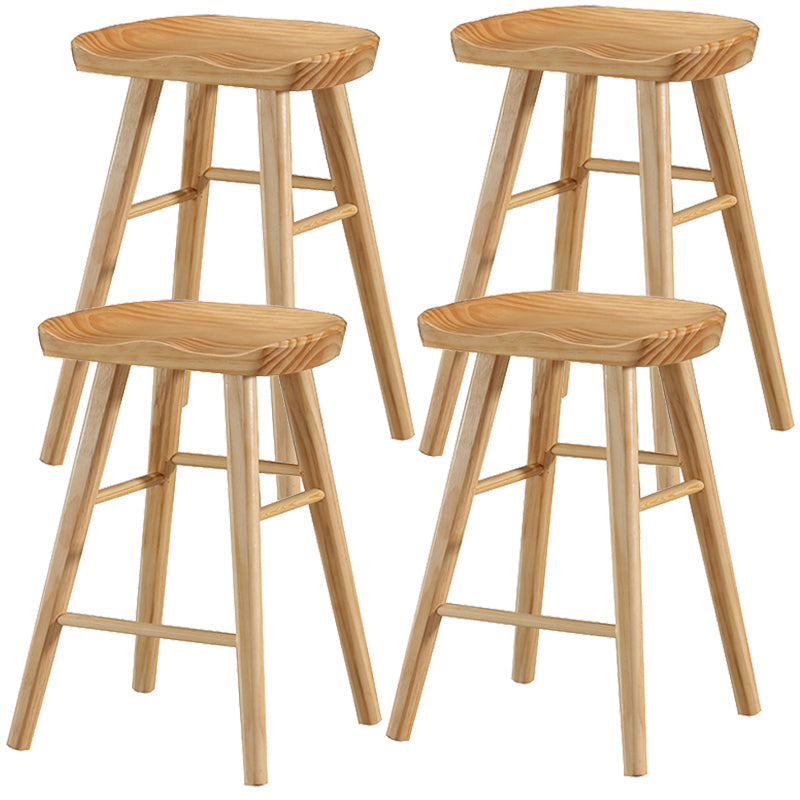 Industrial Style Bar-stool with Wooden Legs Saddle Seat Counter Stool for Kitchen Bar Natural 4 Piece Set Short Stool(22"H) Clearhalo 'Bar Furniture' 'Bar Stools' 'bar_stools' 'furn' 'furn_bar_stools' 'furniture_bar_stools' 'Kitchen & Dining Furniture' 'kitchen&dining_furn' 'kitchen' 'kitchen_furn' Furniture' 4654677
