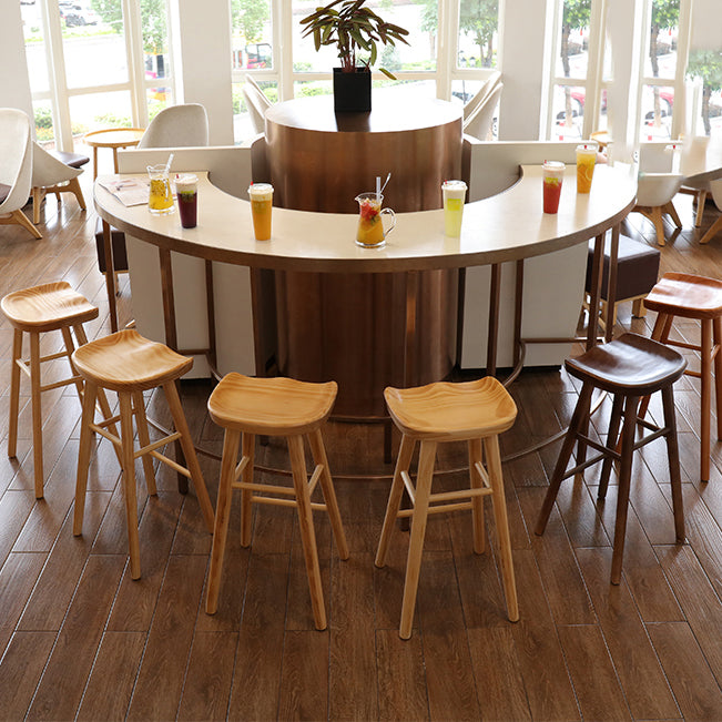 Industrial Style Bar-stool with Wooden Legs Saddle Seat Counter Stool for Kitchen Bar Clearhalo 'Bar Furniture' 'Bar Stools' 'bar_stools' 'furn' 'furn_bar_stools' 'furniture_bar_stools' 'Kitchen & Dining Furniture' 'kitchen&dining_furn' 'kitchen' 'kitchen_furn' Furniture' 4654680