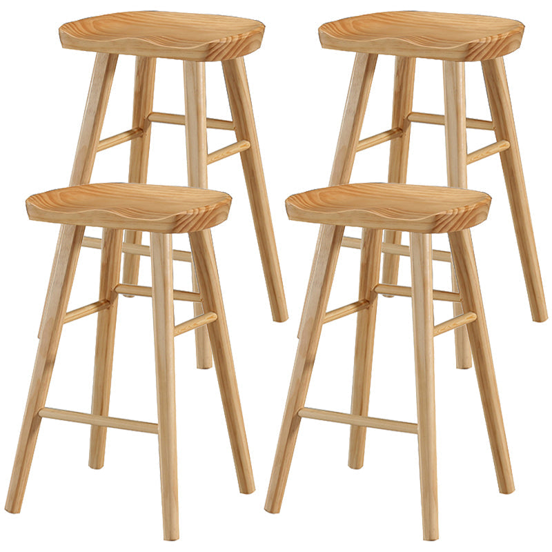 Industrial Style Bar-stool with Wooden Legs Saddle Seat Counter Stool for Kitchen Bar Natural 4 Piece Set Counter Stool(26"H) Clearhalo 'Bar Furniture' 'Bar Stools' 'bar_stools' 'furn' 'furn_bar_stools' 'furniture_bar_stools' 'Kitchen & Dining Furniture' 'kitchen&dining_furn' 'kitchen' 'kitchen_furn' Furniture' 4654682