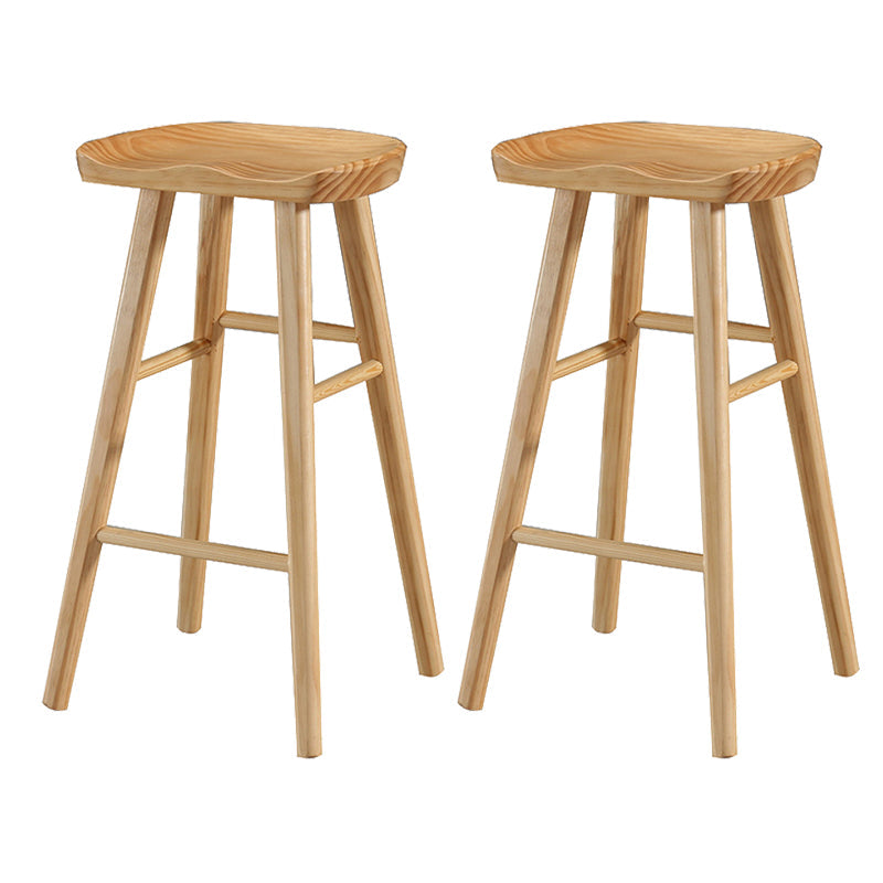 Industrial Style Bar-stool with Wooden Legs Saddle Seat Counter Stool for Kitchen Bar Natural 2 Piece Set Bar Stool(30"H) Clearhalo 'Bar Furniture' 'Bar Stools' 'bar_stools' 'furn' 'furn_bar_stools' 'furniture_bar_stools' 'Kitchen & Dining Furniture' 'kitchen&dining_furn' 'kitchen' 'kitchen_furn' Furniture' 4654684