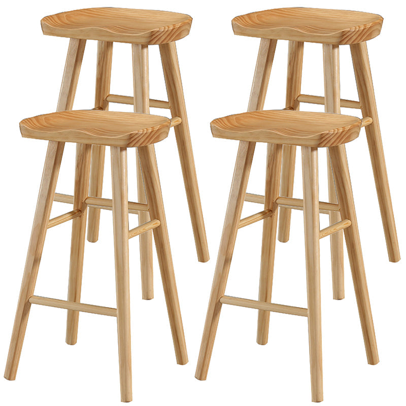 Industrial Style Bar-stool with Wooden Legs Saddle Seat Counter Stool for Kitchen Bar Natural 4 Piece Set Bar Stool(30"H) Clearhalo 'Bar Furniture' 'Bar Stools' 'bar_stools' 'furn' 'furn_bar_stools' 'furniture_bar_stools' 'Kitchen & Dining Furniture' 'kitchen&dining_furn' 'kitchen' 'kitchen_furn' Furniture' 4654685