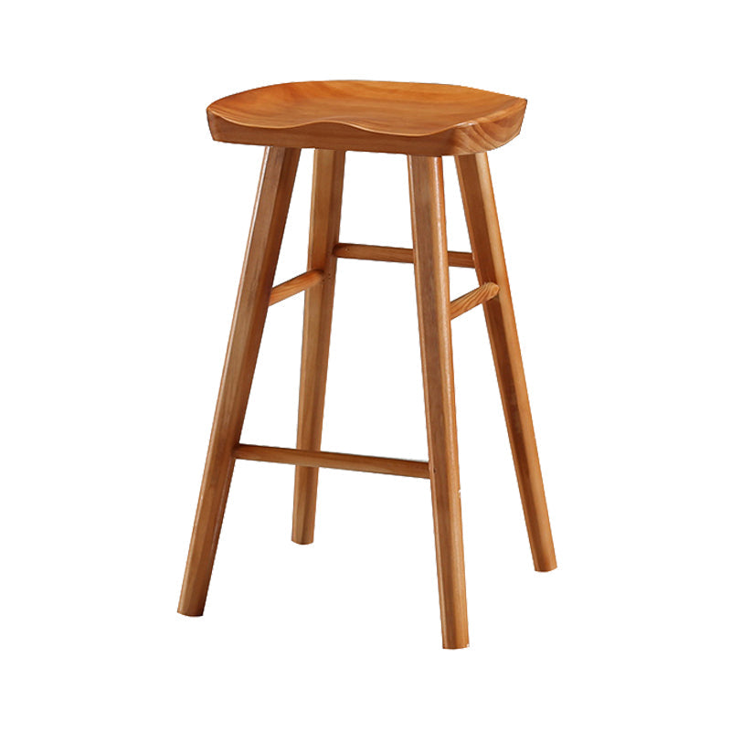 Industrial Style Bar-stool with Wooden Legs Saddle Seat Counter Stool for Kitchen Bar Distressed Wood 1 Piece Short Stool(22"H) Clearhalo 'Bar Furniture' 'Bar Stools' 'bar_stools' 'furn' 'furn_bar_stools' 'furniture_bar_stools' 'Kitchen & Dining Furniture' 'kitchen&dining_furn' 'kitchen' 'kitchen_furn' Furniture' 4654686