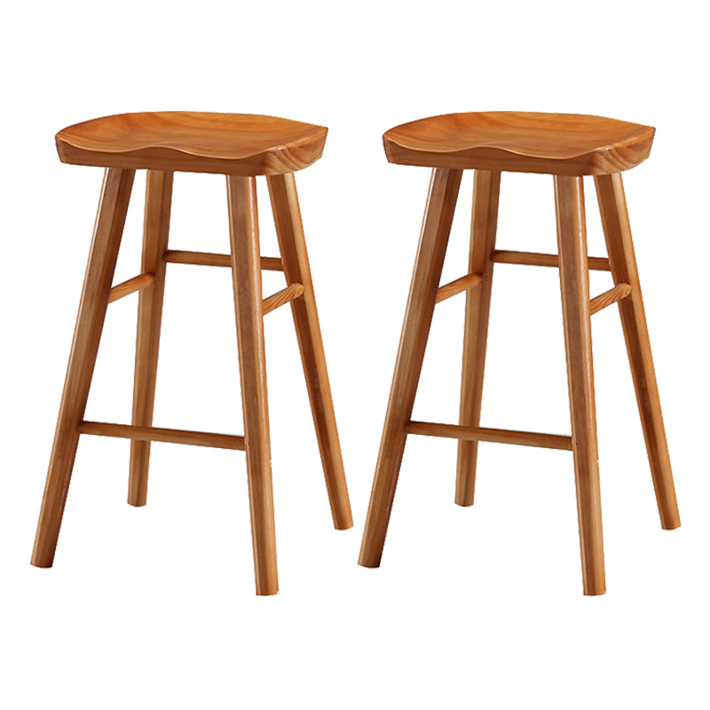 Industrial Style Bar-stool with Wooden Legs Saddle Seat Counter Stool for Kitchen Bar Distressed Wood 2 Piece Set Short Stool(22"H) Clearhalo 'Bar Furniture' 'Bar Stools' 'bar_stools' 'furn' 'furn_bar_stools' 'furniture_bar_stools' 'Kitchen & Dining Furniture' 'kitchen&dining_furn' 'kitchen' 'kitchen_furn' Furniture' 4654687