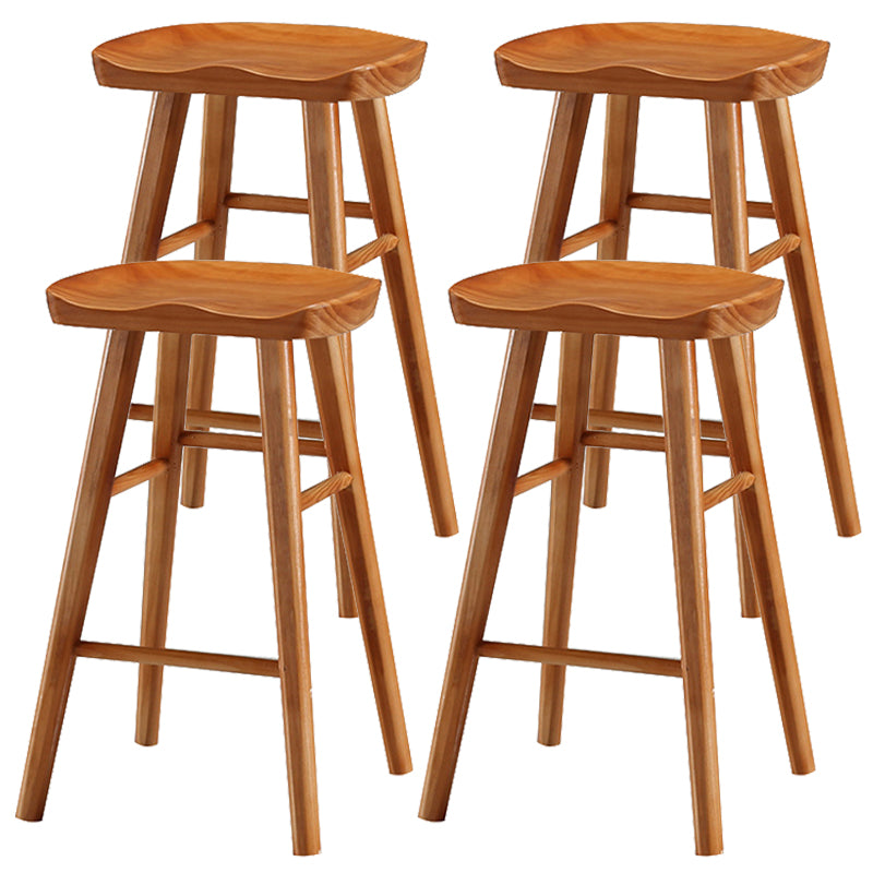 Industrial Style Bar-stool with Wooden Legs Saddle Seat Counter Stool for Kitchen Bar Distressed Wood 4 Piece Set Short Stool(22"H) Clearhalo 'Bar Furniture' 'Bar Stools' 'bar_stools' 'furn' 'furn_bar_stools' 'furniture_bar_stools' 'Kitchen & Dining Furniture' 'kitchen&dining_furn' 'kitchen' 'kitchen_furn' Furniture' 4654688