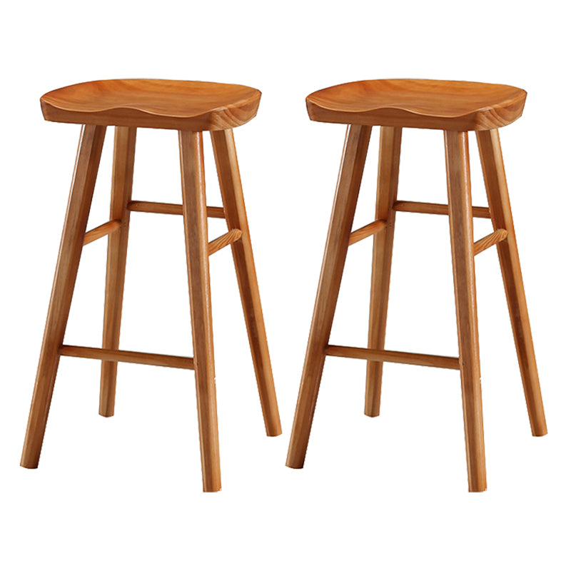 Industrial Style Bar-stool with Wooden Legs Saddle Seat Counter Stool for Kitchen Bar Distressed Wood 2 Piece Set Counter Stool(26"H) Clearhalo 'Bar Furniture' 'Bar Stools' 'bar_stools' 'furn' 'furn_bar_stools' 'furniture_bar_stools' 'Kitchen & Dining Furniture' 'kitchen&dining_furn' 'kitchen' 'kitchen_furn' Furniture' 4654690