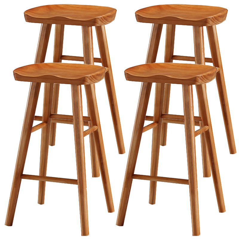 Industrial Style Bar-stool with Wooden Legs Saddle Seat Counter Stool for Kitchen Bar Distressed Wood 4 Piece Set Counter Stool(26"H) Clearhalo 'Bar Furniture' 'Bar Stools' 'bar_stools' 'furn' 'furn_bar_stools' 'furniture_bar_stools' 'Kitchen & Dining Furniture' 'kitchen&dining_furn' 'kitchen' 'kitchen_furn' Furniture' 4654691