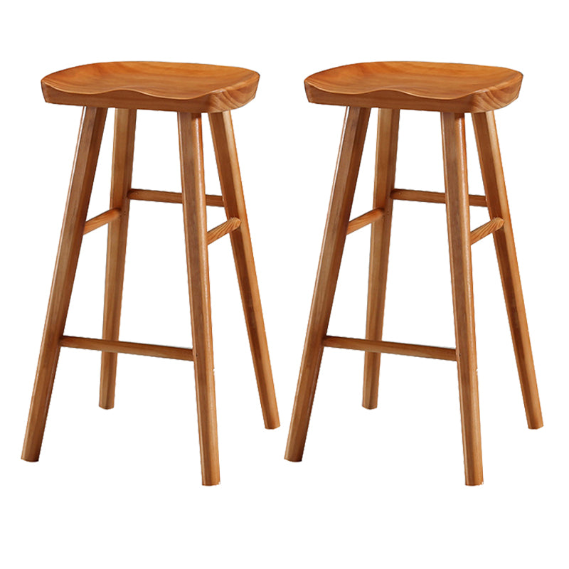 Industrial Style Bar-stool with Wooden Legs Saddle Seat Counter Stool for Kitchen Bar Distressed Wood 2 Piece Set Bar Stool(30"H) Clearhalo 'Bar Furniture' 'Bar Stools' 'bar_stools' 'furn' 'furn_bar_stools' 'furniture_bar_stools' 'Kitchen & Dining Furniture' 'kitchen&dining_furn' 'kitchen' 'kitchen_furn' Furniture' 4654693