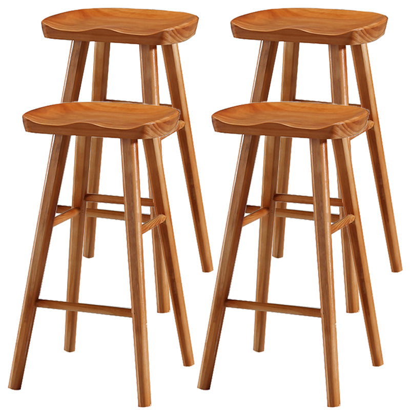 Industrial Style Bar-stool with Wooden Legs Saddle Seat Counter Stool for Kitchen Bar Distressed Wood 4 Piece Set Bar Stool(30"H) Clearhalo 'Bar Furniture' 'Bar Stools' 'bar_stools' 'furn' 'furn_bar_stools' 'furniture_bar_stools' 'Kitchen & Dining Furniture' 'kitchen&dining_furn' 'kitchen' 'kitchen_furn' Furniture' 4654694