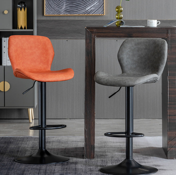 Contemporary Leather Adjustable Height Barstool Indoor Bar Stool with Low Back Clearhalo 'Bar Furniture' 'Bar Stools' 'bar_stools' 'furn' 'furn_bar_stools' 'furniture_bar_stools' 'Kitchen & Dining Furniture' 'kitchen&dining_furn' 'kitchen' 'kitchen_furn' Furniture' 4654698