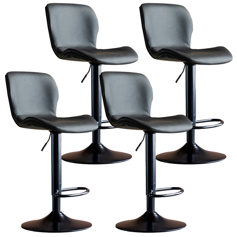 Contemporary Leather Adjustable Height Barstool Indoor Bar Stool with Low Back Black Black 4 Piece Set Clearhalo 'Bar Furniture' 'Bar Stools' 'bar_stools' 'furn' 'furn_bar_stools' 'furniture_bar_stools' 'Kitchen & Dining Furniture' 'kitchen&dining_furn' 'kitchen' 'kitchen_furn' Furniture' 4654702