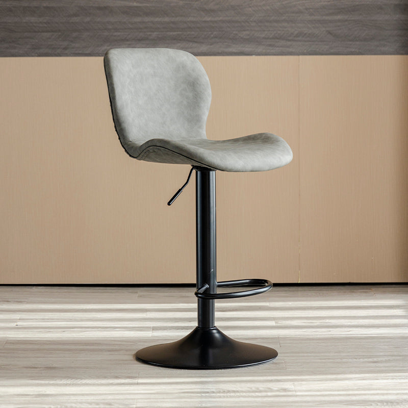 Contemporary Leather Adjustable Height Barstool Indoor Bar Stool with Low Back Grey Black 1 Piece Clearhalo 'Bar Furniture' 'Bar Stools' 'bar_stools' 'furn' 'furn_bar_stools' 'furniture_bar_stools' 'Kitchen & Dining Furniture' 'kitchen&dining_furn' 'kitchen' 'kitchen_furn' Furniture' 4654710