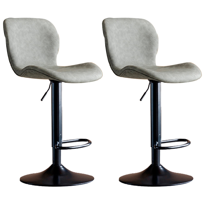 Contemporary Leather Adjustable Height Barstool Indoor Bar Stool with Low Back Grey Black 2 Piece Set Clearhalo 'Bar Furniture' 'Bar Stools' 'bar_stools' 'furn' 'furn_bar_stools' 'furniture_bar_stools' 'Kitchen & Dining Furniture' 'kitchen&dining_furn' 'kitchen' 'kitchen_furn' Furniture' 4654712