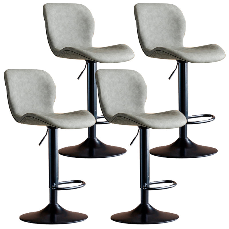 Contemporary Leather Adjustable Height Barstool Indoor Bar Stool with Low Back Grey Black 4 Piece Set Clearhalo 'Bar Furniture' 'Bar Stools' 'bar_stools' 'furn' 'furn_bar_stools' 'furniture_bar_stools' 'Kitchen & Dining Furniture' 'kitchen&dining_furn' 'kitchen' 'kitchen_furn' Furniture' 4654714