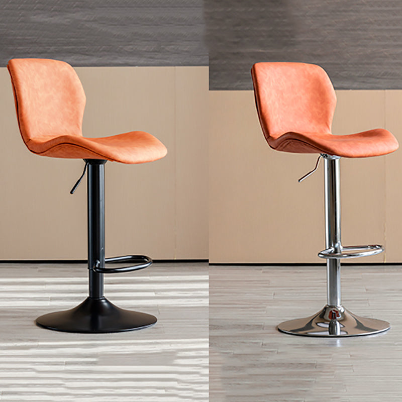 Contemporary Leather Adjustable Height Barstool Indoor Bar Stool with Low Back Clearhalo 'Bar Furniture' 'Bar Stools' 'bar_stools' 'furn' 'furn_bar_stools' 'furniture_bar_stools' 'Kitchen & Dining Furniture' 'kitchen&dining_furn' 'kitchen' 'kitchen_furn' Furniture' 4654720