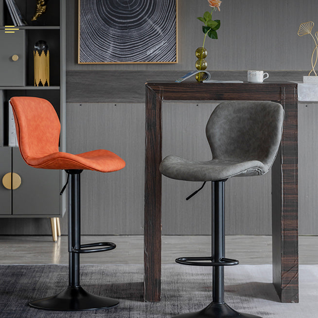 Contemporary Leather Adjustable Height Barstool Indoor Bar Stool with Low Back Clearhalo 'Bar Furniture' 'Bar Stools' 'bar_stools' 'furn' 'furn_bar_stools' 'furniture_bar_stools' 'Kitchen & Dining Furniture' 'kitchen&dining_furn' 'kitchen' 'kitchen_furn' Furniture' 4654722