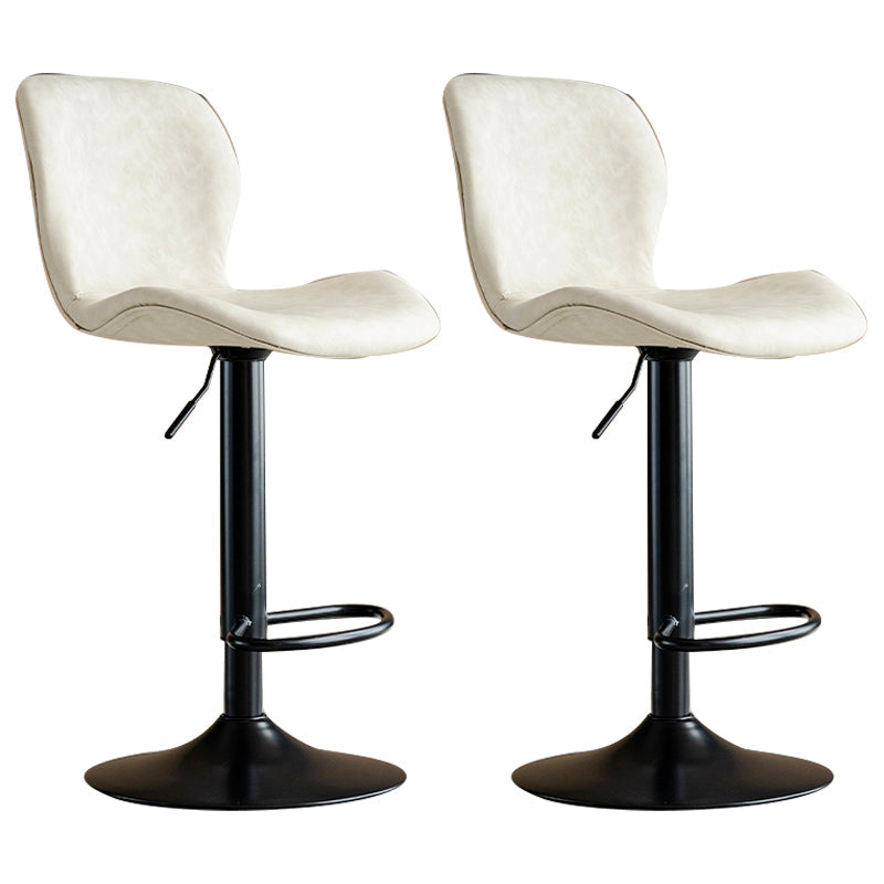 Contemporary Leather Adjustable Height Barstool Indoor Bar Stool with Low Back White Black 2 Piece Set Clearhalo 'Bar Furniture' 'Bar Stools' 'bar_stools' 'furn' 'furn_bar_stools' 'furniture_bar_stools' 'Kitchen & Dining Furniture' 'kitchen&dining_furn' 'kitchen' 'kitchen_furn' Furniture' 4654724