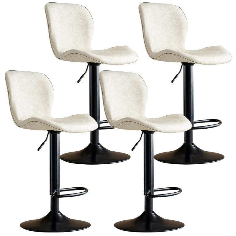 Contemporary Leather Adjustable Height Barstool Indoor Bar Stool with Low Back White Black 4 Piece Set Clearhalo 'Bar Furniture' 'Bar Stools' 'bar_stools' 'furn' 'furn_bar_stools' 'furniture_bar_stools' 'Kitchen & Dining Furniture' 'kitchen&dining_furn' 'kitchen' 'kitchen_furn' Furniture' 4654725