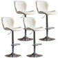 Contemporary Leather Adjustable Height Barstool Indoor Bar Stool with Low Back White Silver 4 Piece Set Clearhalo 'Bar Furniture' 'Bar Stools' 'bar_stools' 'furn' 'furn_bar_stools' 'furniture_bar_stools' 'Kitchen & Dining Furniture' 'kitchen&dining_furn' 'kitchen' 'kitchen_furn' Furniture' 4654728