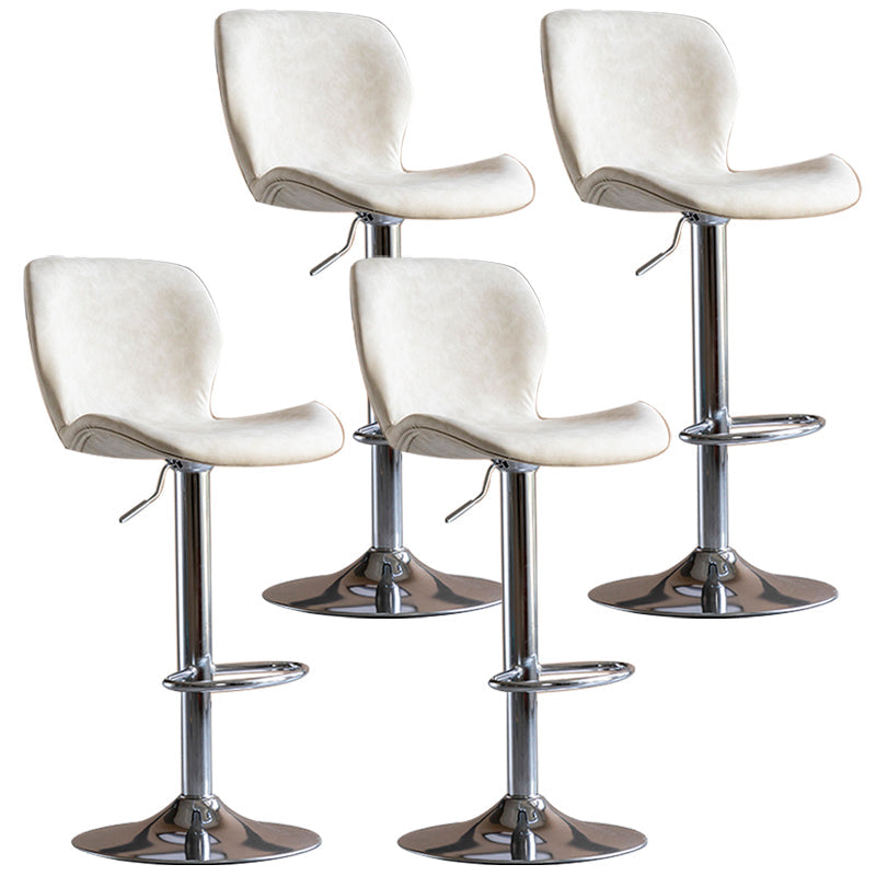 Contemporary Leather Adjustable Height Barstool Indoor Bar Stool with Low Back White Silver 4 Piece Set Clearhalo 'Bar Furniture' 'Bar Stools' 'bar_stools' 'furn' 'furn_bar_stools' 'furniture_bar_stools' 'Kitchen & Dining Furniture' 'kitchen&dining_furn' 'kitchen' 'kitchen_furn' Furniture' 4654728