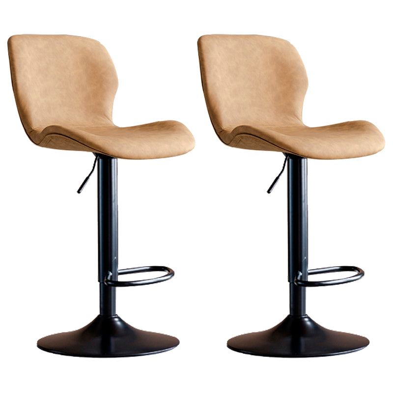 Contemporary Leather Adjustable Height Barstool Indoor Bar Stool with Low Back Brown Black 2 Piece Set Clearhalo 'Bar Furniture' 'Bar Stools' 'bar_stools' 'furn' 'furn_bar_stools' 'furniture_bar_stools' 'Kitchen & Dining Furniture' 'kitchen&dining_furn' 'kitchen' 'kitchen_furn' Furniture' 4654730