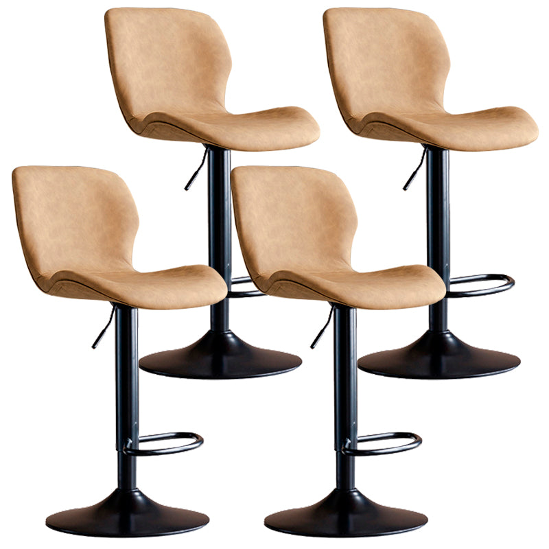 Contemporary Leather Adjustable Height Barstool Indoor Bar Stool with Low Back Brown Black 4 Piece Set Clearhalo 'Bar Furniture' 'Bar Stools' 'bar_stools' 'furn' 'furn_bar_stools' 'furniture_bar_stools' 'Kitchen & Dining Furniture' 'kitchen&dining_furn' 'kitchen' 'kitchen_furn' Furniture' 4654731