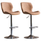 Contemporary Leather Adjustable Height Barstool Indoor Bar Stool with Low Back Brown Silver 2 Piece Set Clearhalo 'Bar Furniture' 'Bar Stools' 'bar_stools' 'furn' 'furn_bar_stools' 'furniture_bar_stools' 'Kitchen & Dining Furniture' 'kitchen&dining_furn' 'kitchen' 'kitchen_furn' Furniture' 4654733