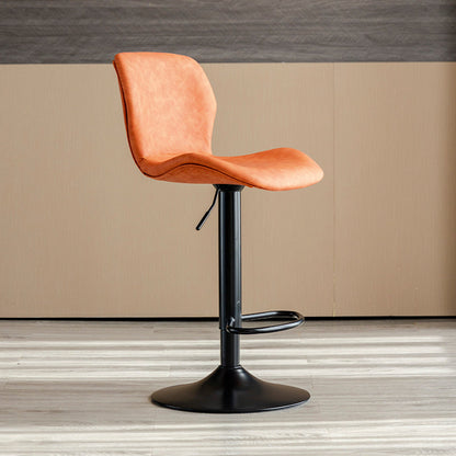 Contemporary Leather Adjustable Height Barstool Indoor Bar Stool with Low Back Orange Black 1 Piece Clearhalo 'Bar Furniture' 'Bar Stools' 'bar_stools' 'furn' 'furn_bar_stools' 'furniture_bar_stools' 'Kitchen & Dining Furniture' 'kitchen&dining_furn' 'kitchen' 'kitchen_furn' Furniture' 4654735
