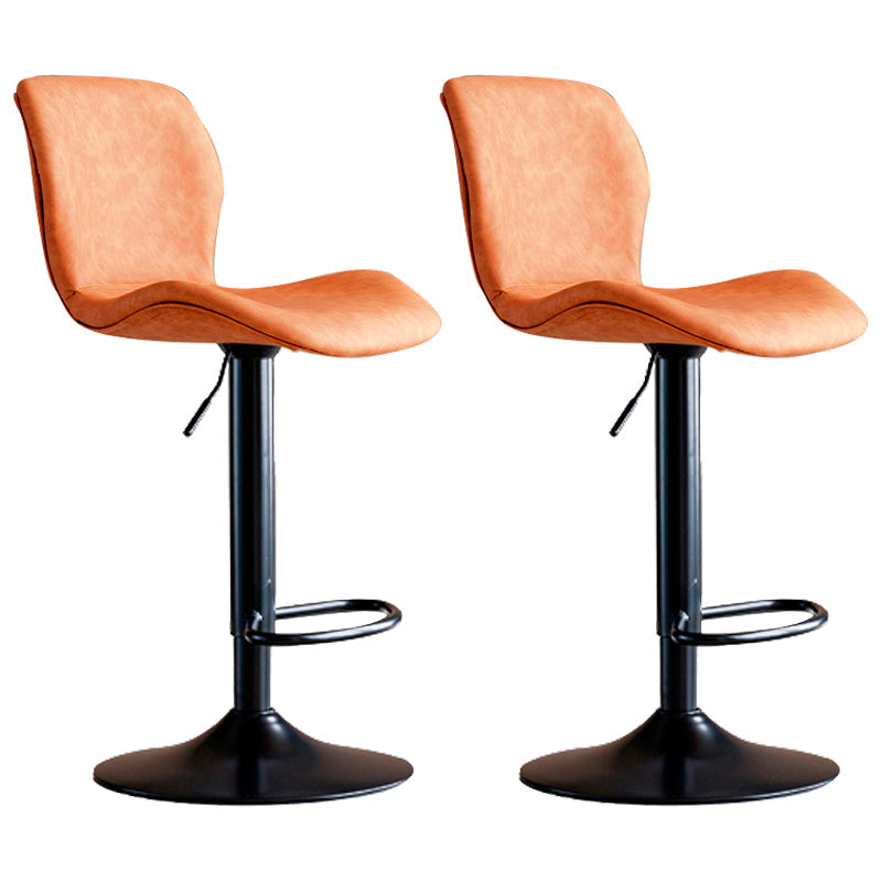 Contemporary Leather Adjustable Height Barstool Indoor Bar Stool with Low Back Orange Black 2 Piece Set Clearhalo 'Bar Furniture' 'Bar Stools' 'bar_stools' 'furn' 'furn_bar_stools' 'furniture_bar_stools' 'Kitchen & Dining Furniture' 'kitchen&dining_furn' 'kitchen' 'kitchen_furn' Furniture' 4654736